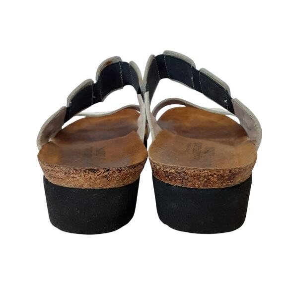 Naot Ashley Rhinestone White Leather Slide Sandals Open Toe Womens 7 Orthotic - Picture 7 of 9